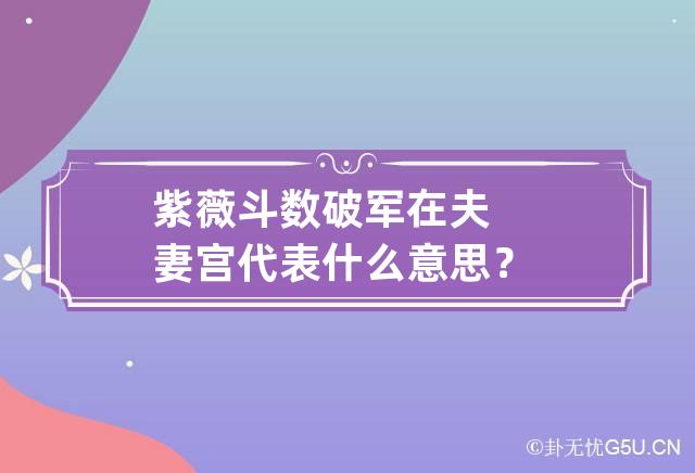 紫薇斗数破军在夫妻宫代表什么意思？